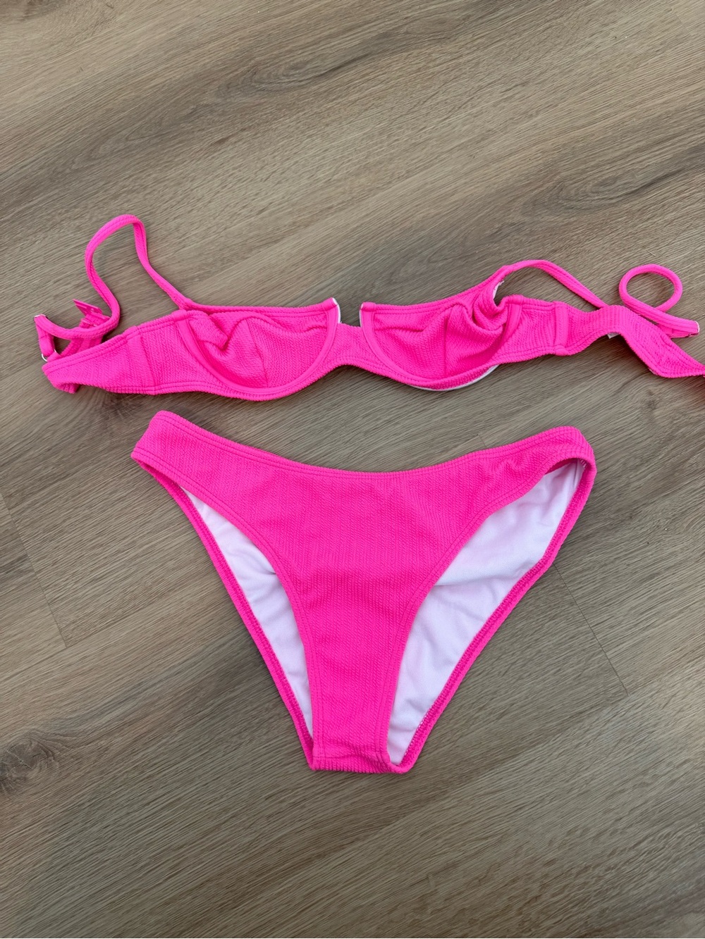 Pretty Little Thing Hot Pink Ribbed Bikini Set
